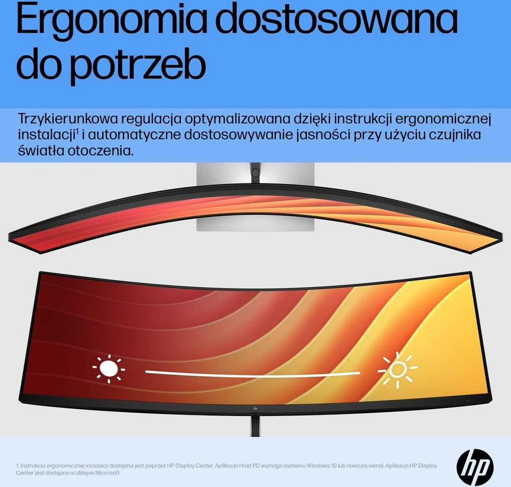 Hewlett Packard (HP) HP E45c G5 5K lenktas įkrovimo monitorius – 44,5" 5120x1440 5K DQHD 400 nitų 165 Hz AG, lenktas, VA, 2x USB-C(65W)/HDMI/DisplayPort, 4x USB-A, 45 garsiakalbiai LAN, reguliuojamas aukštis / pakreiptas / pasukamas, 3 metai
