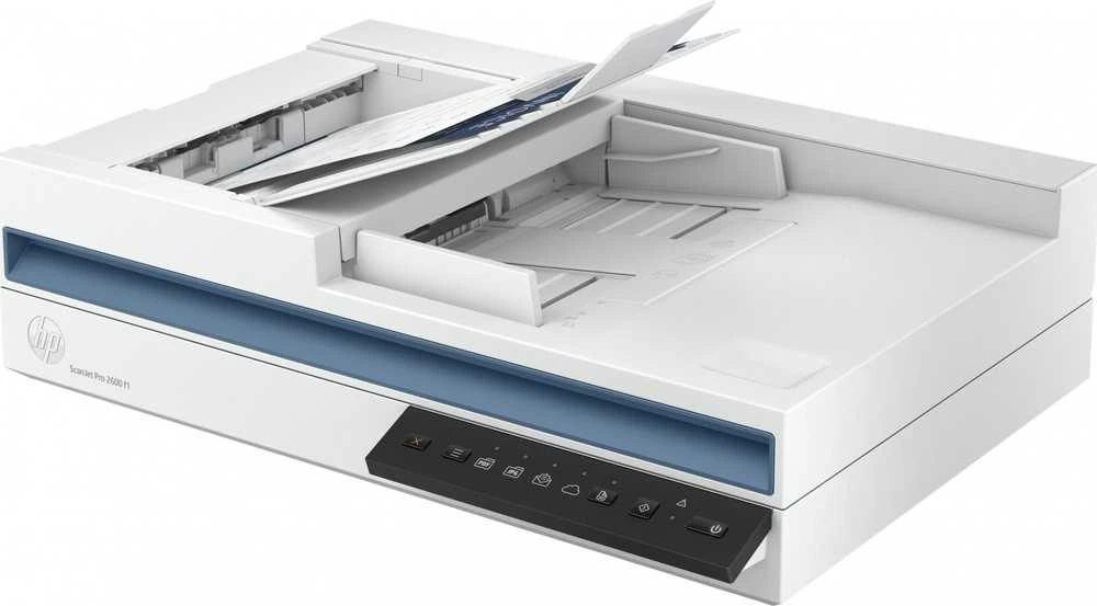Skeneris Hewlett Packard (HP) „HP ScanJet Pro 2600 f1“ skaitytuvas – A4 spalvotas 300 dpi, plokščias nuskaitymas, automatinis dokumentų tiektuvas, automatinis dvipusis, OCR / nuskaitymas į tekstą, 25 ppm, 1500 puslapių per dieną