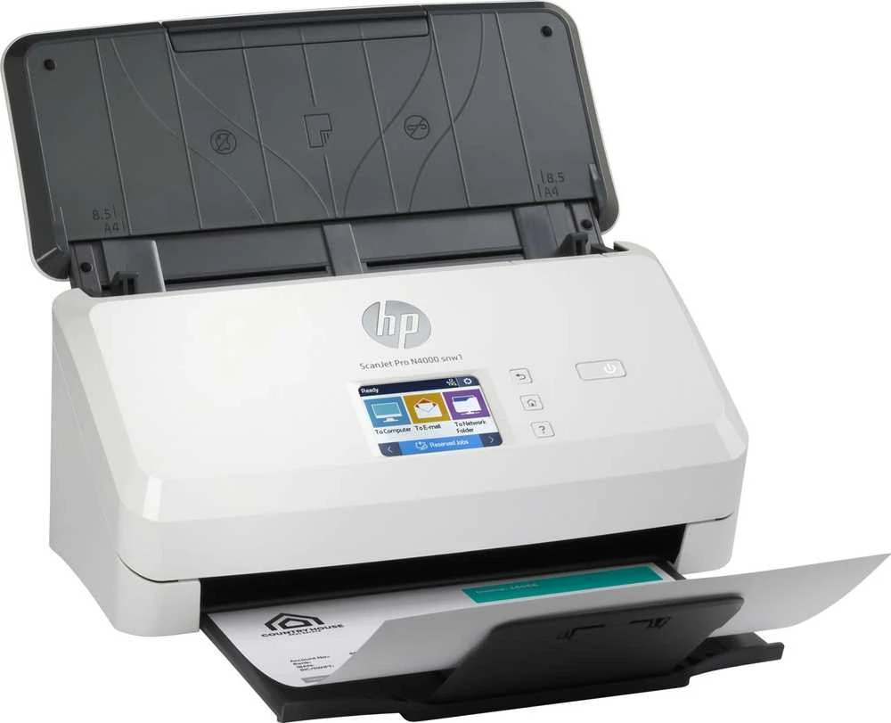 Skeneris Hewlett Packard (HP) HP „Scanjet Pro N4000 snw1“ lapų tiekimo skaitytuvas, 216 x 3100 mm, 600 x 600 DPI, lapų tiekimo skaitytuvas, juoda, balta, CMOS CIS, 4000 puslapių