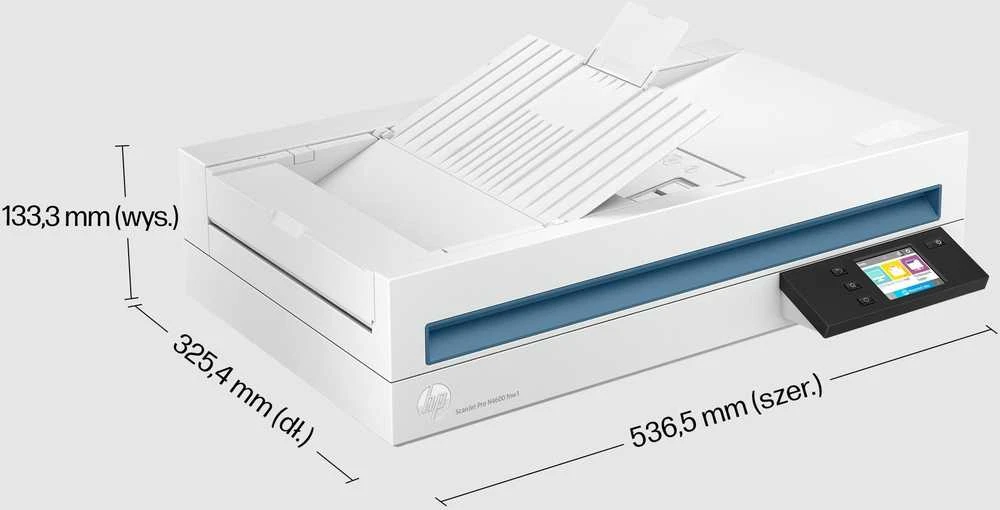 Skeneris Hewlett Packard (HP) „HP ScanJet Pro N4600 fnw1“ skaitytuvas – A4 spalvotas 600 dpi, plokščias nuskaitymas, automatinis dokumentų tiektuvas, automatinis dvipusis, OCR / nuskaitymas į tekstą, 40 ppm, 10 000 puslapių per dieną