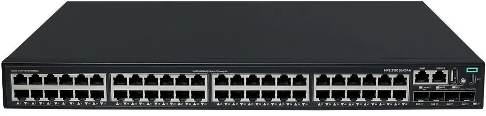 Šakotuvas „Hewlett Packard“ (HP) komutatorius HPE CW 2150 48p 10M/100M/1G PoE+ 4p SFP+ 1G/10G 770W valdomas PoE palaikymas (S6X54A)