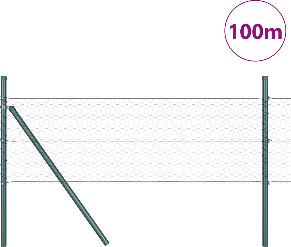 Heksagonalinė tvoros tvirtinimo sistema 100 x 0,8 m Žalia