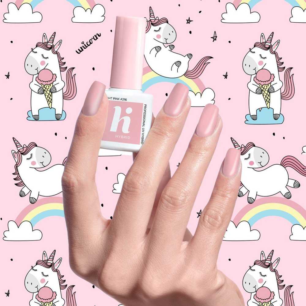 Hi Hybrid Unicorn Nr. 216 šviesiai rožinis hibridinis lakas 5ml