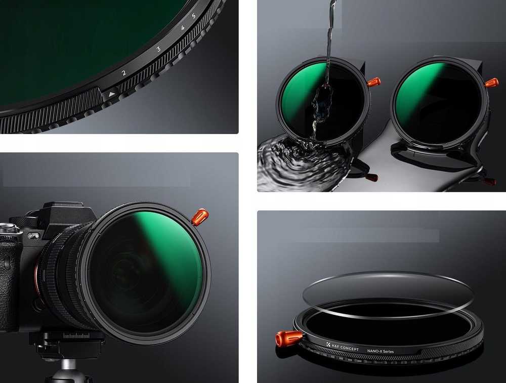 Filtras K&F Concept Nano-X MRC CPL & Fader ND2-32 & Juodas Mist 1/4 - 49 mm