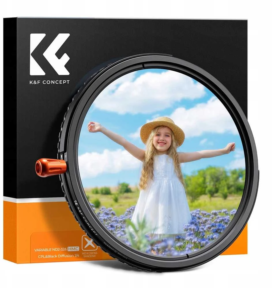 Hibridinis filtras 3in1 K&f 55 mm 55 mm Fader Nd2-32 + Cpl + Juodas Diffusion 1/4 / Kf01.2064