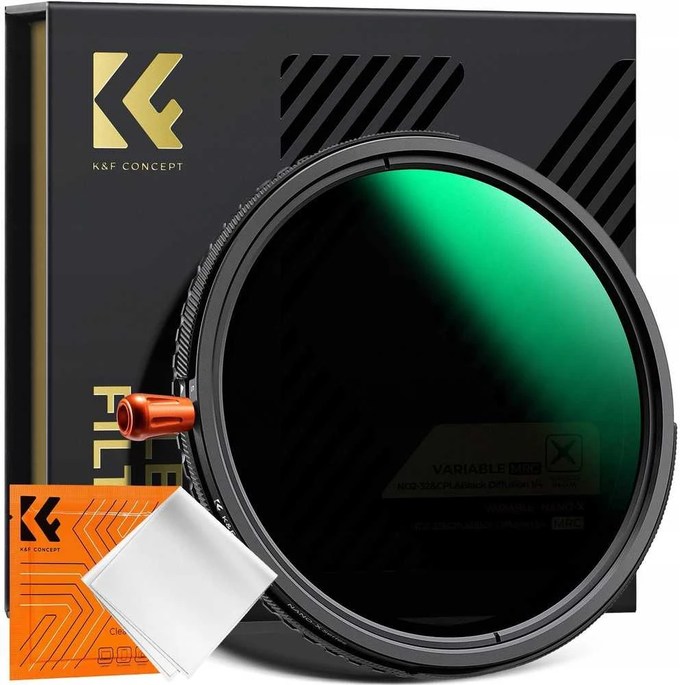 Filtras Hybrydowy 3w1 K&f 82 Mm 82mm Fader Nd2-32 + Cpl + Juodas Diffusion 1/4 /Kf01.2928v2