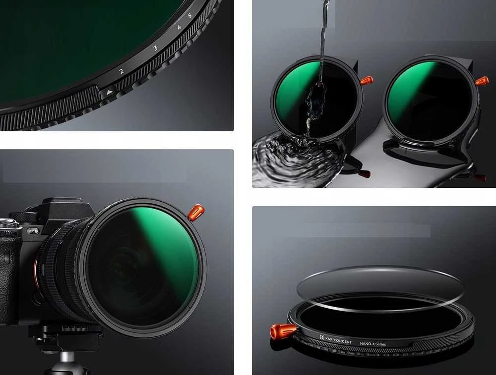Filtras Hybrydowy 3w1 K&f 82 Mm 82mm Fader Nd2-32 + Cpl + Juodas Diffusion 1/4 /Kf01.2928v2