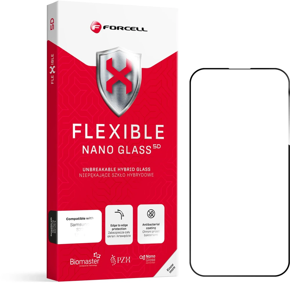 Hibridinis stiklas iPhone 17 AIR Forcell Flexible 5D juodas