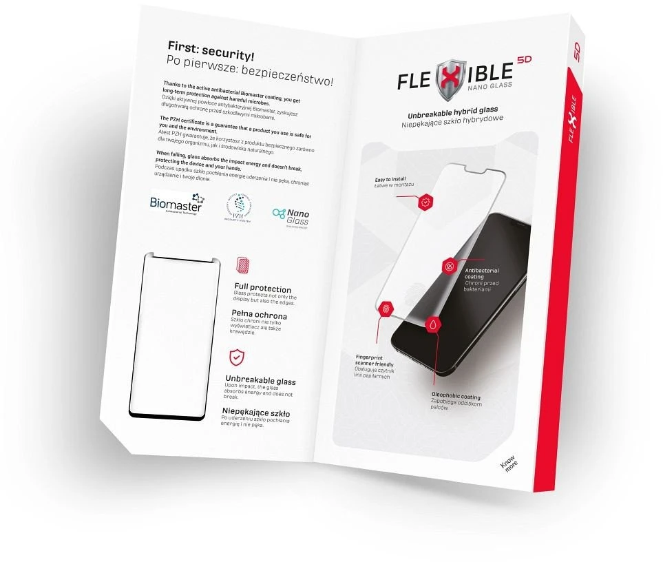 Hybrid glass to iPhone 16 PRO / 17 / 18 Forcell Flexible 5D juodas