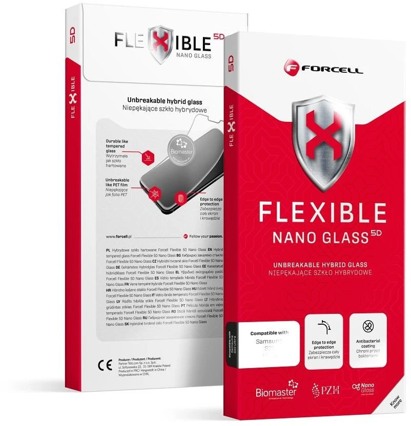 Hybrid glass to iPhone 16 PRO / 17 / 18 Forcell Flexible 5D juodas