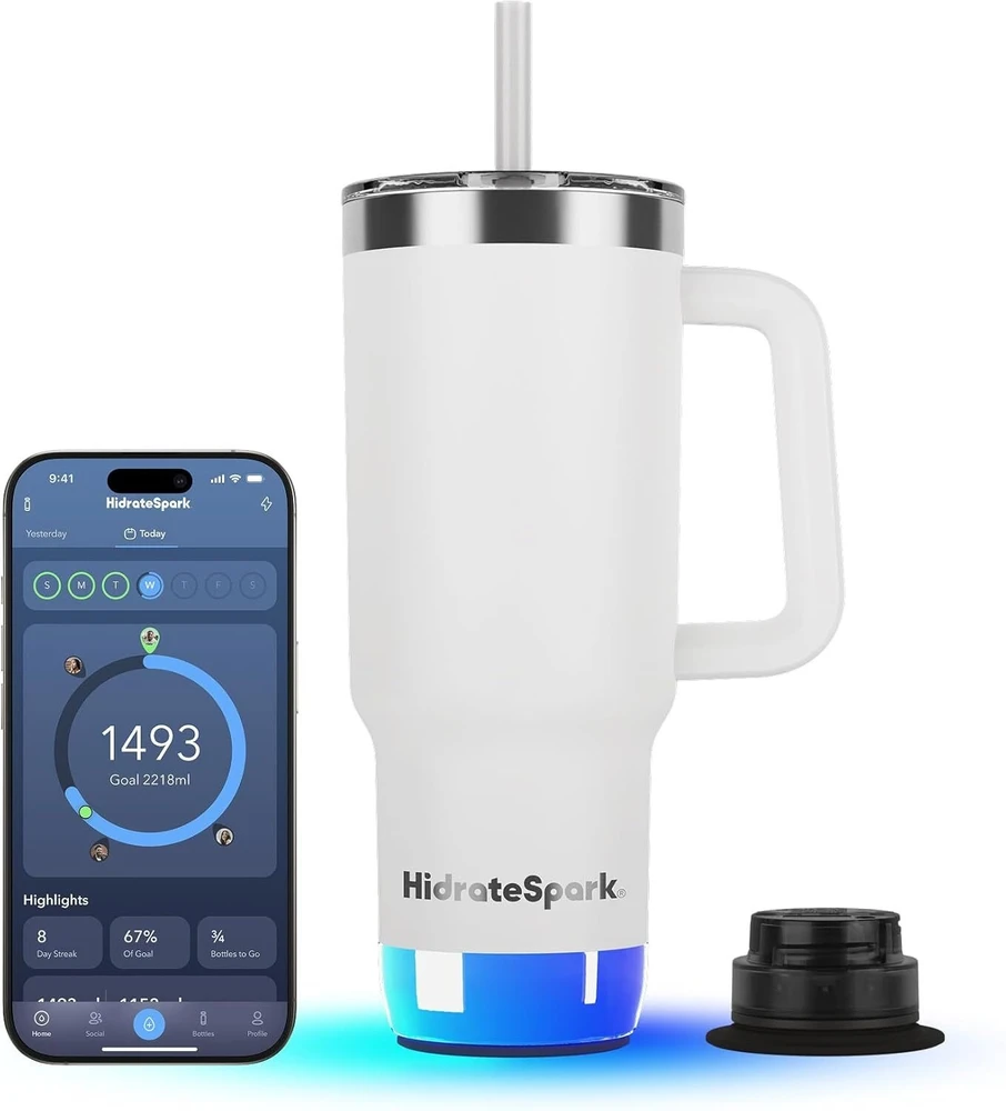 Gertuvė HidrateSpark Puodelis inteligentny HidrateSpark PRO 2 Tumbler 887 ml Baltas