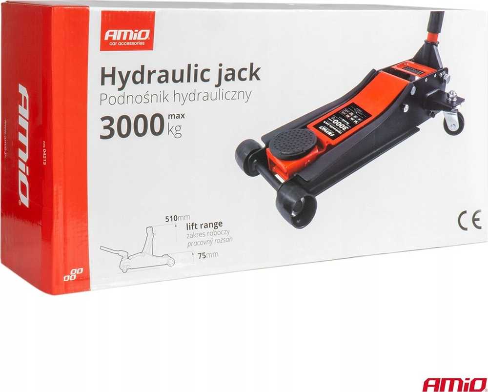 Žemo profilio hidraulinis keltuvas 3000 kg, 75–510 mm, CE, AMIO-04215