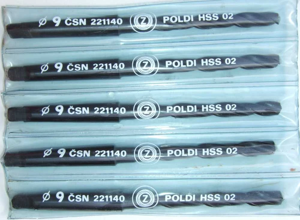 Wiertło Baildon DIN 345 ​​​​RN NWKc 9 mm HSS (S) metalo grąžtas, 162–81 mm (MK1 kotas)