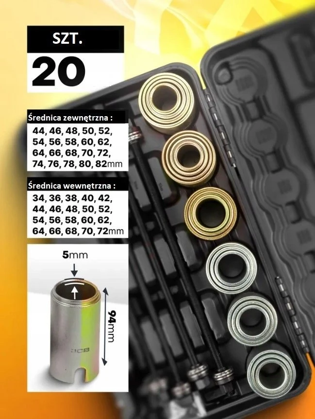 Hikoki JCB SET OF PULLERS FOR SOCKET ARM BUSHINGS, BEARINGS 26 pcs.