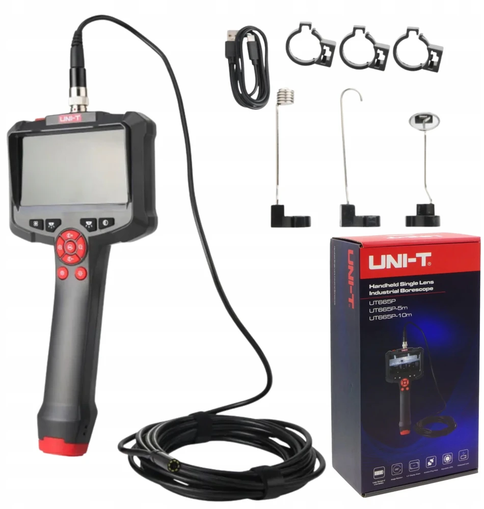 Boroskopas, 1m, 4.3"HD ekranas, 300K HD kamera, IP67, UNI-T