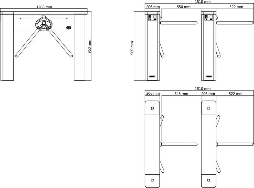 Hikvision DS-K3G501SX-R/M-Dm55 trikojo turniketas