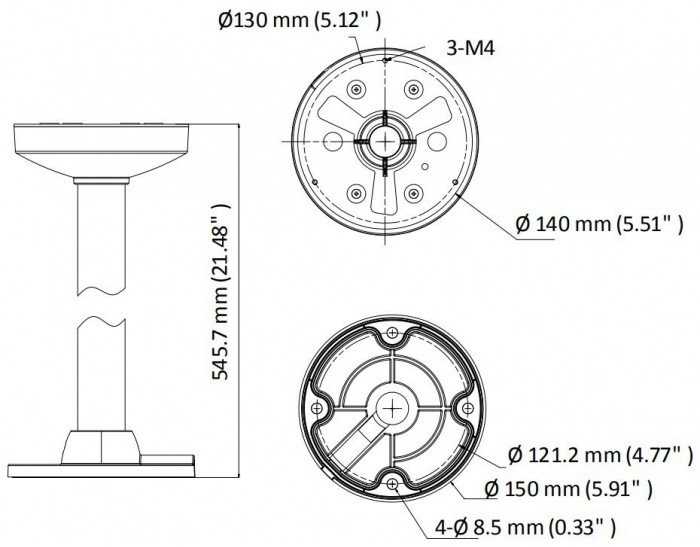 „Hikvision DS-1271ZJ-140-DM45“ pakabinamas laikiklis