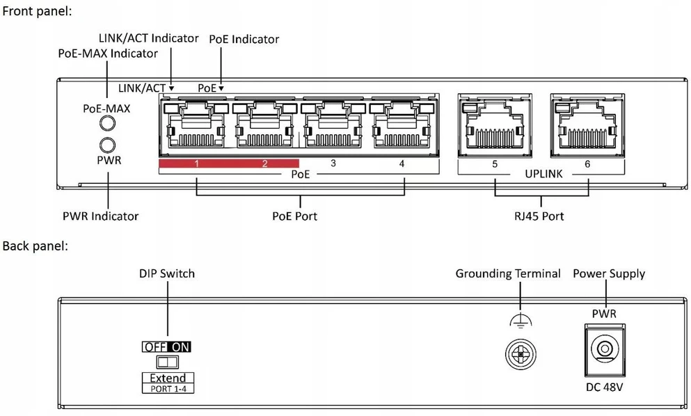 Šakotuvas Hikvision Komutatorius 6 prievadų HiLook NS-0106P-35