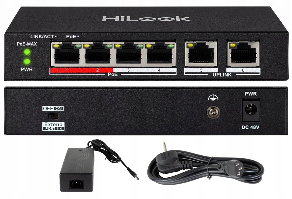 Šakotuvas Hikvision Komutatorius 6 prievadų HiLook NS-0106P-35