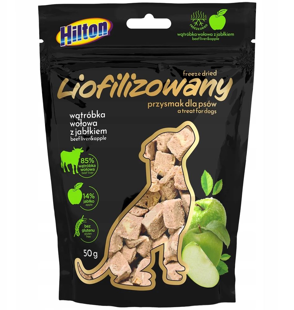 Hilton liofilizowany skanėstas su wątróbką wołową i jabłkiem šuniui 50g