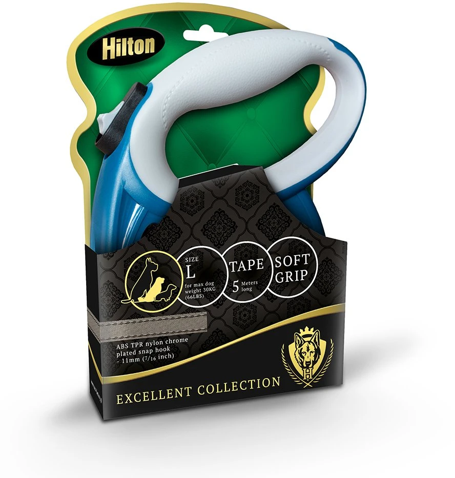 HILTON Smart dog L (30kg) - retractable pavadėlis - navy-pilkas - 5 m