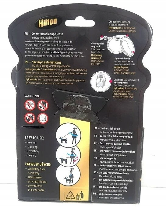 HILTON Smart dog L (30kg) - retractable pavadėlis - navy-pilkas - 5 m