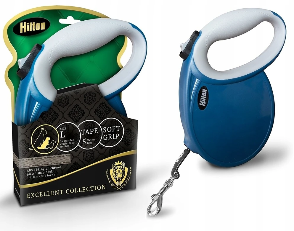 HILTON Smart dog L (30kg) - retractable pavadėlis - navy-pilkas - 5 m