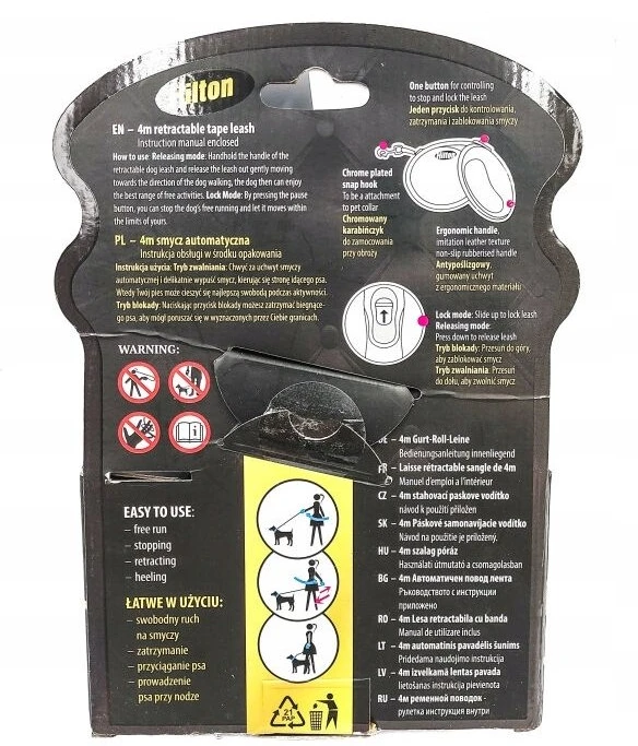 HILTON Smart dog M (20kg) - retractable pavadėlis - baltas-juodas - 4 m