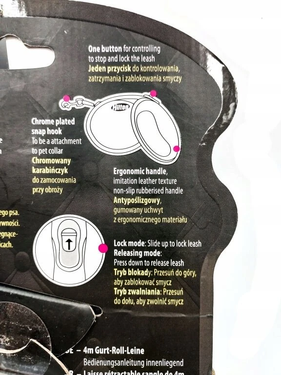 HILTON Smart dog M (20kg) - retractable pavadėlis - baltas-juodas - 4 m