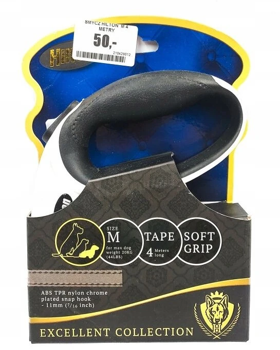 HILTON Smart dog M (20kg) - retractable pavadėlis - baltas-juodas - 4 m