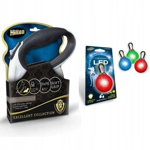 HILTON Smart dog M (20kg) - retractable pavadėlis - baltas-juodas - 4 m