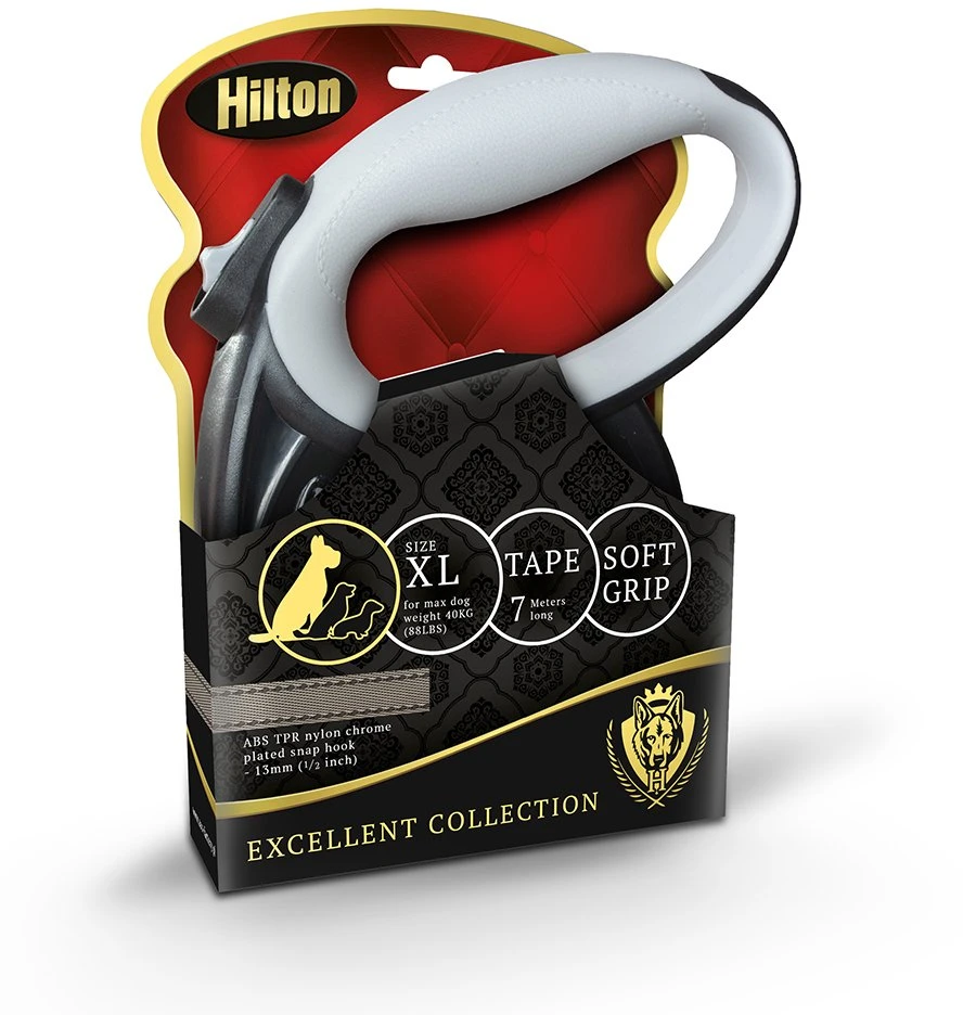 HILTON Smart dog XL (40kg) - retractable pavadėlis - juodas-pilkas - 7 m