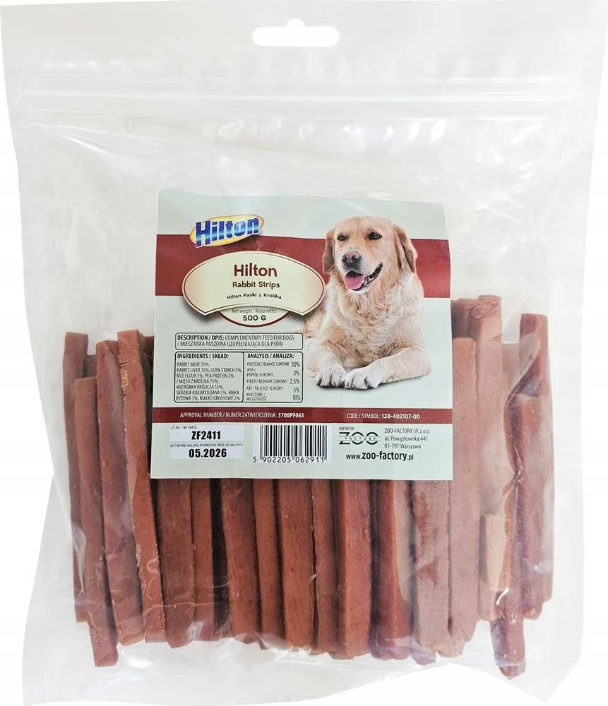 HILTON triušio juostelės - šunų skanėstas - 500g