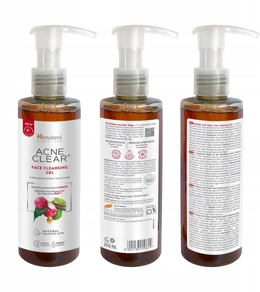Himalaya HIMALAYA Acne Clear+ Veido gelis nuo spuogų 200 ml