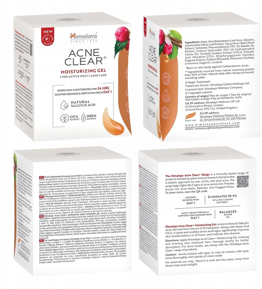 Himalaya HIMALAYA Acne Clear+ Veido gelis drėkinamasis 50 ml