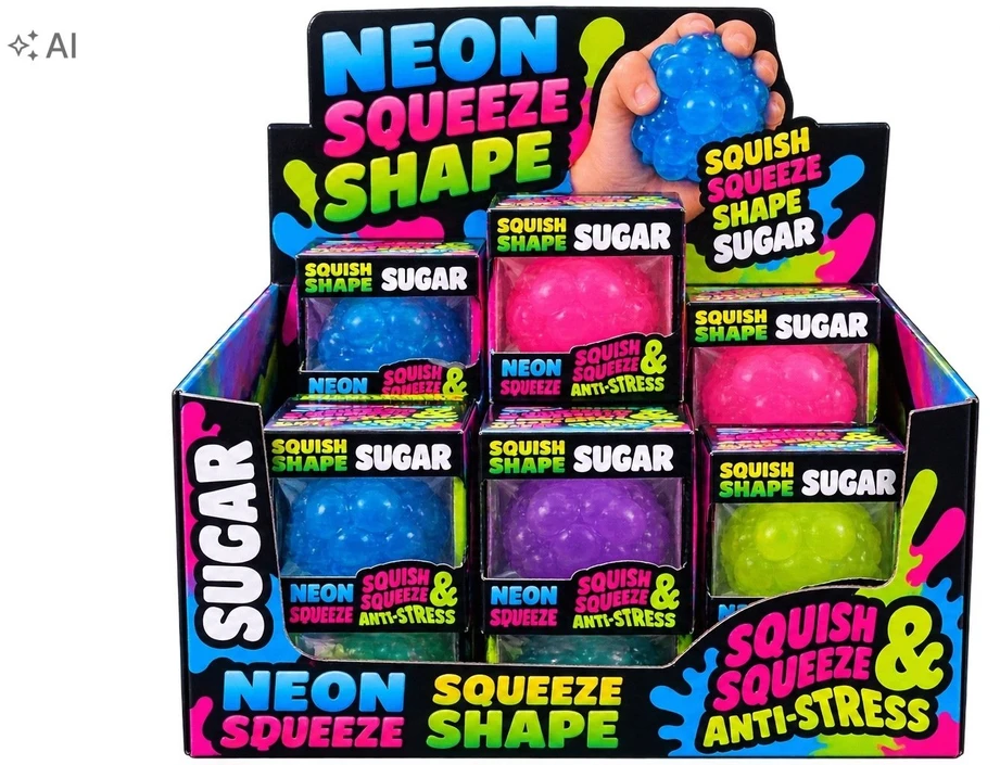 Hipo Antistresinis žaislas SQUISH & SQUEEZE SUGAR, 55x55x55mm, įvairių sp.