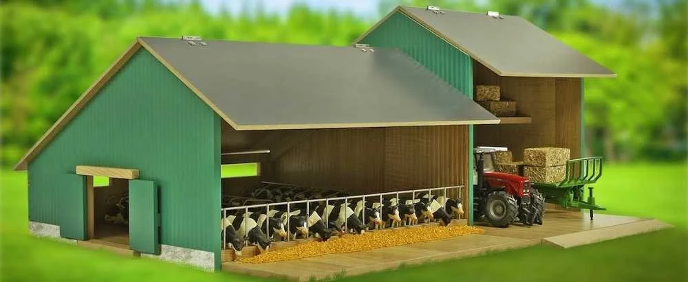 Hipo Farma ganykla karvėms 1:32 su šienu ir karve 571961 76631