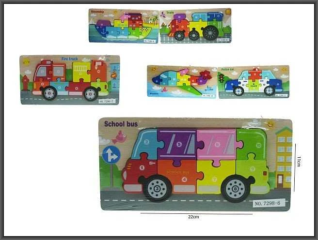 Hipo Puzzle transporto priemonės 11x22cm 6 tipai HPAW01 44195