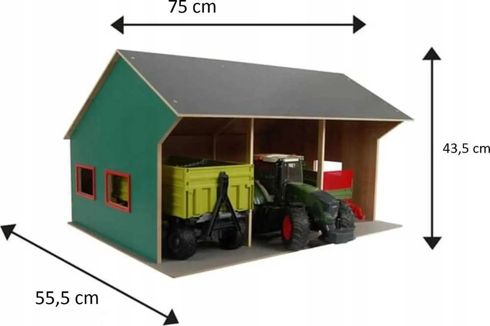 Hipo žemės ūkio pastogė 3 transporto priemonės 1:16 610260 46805