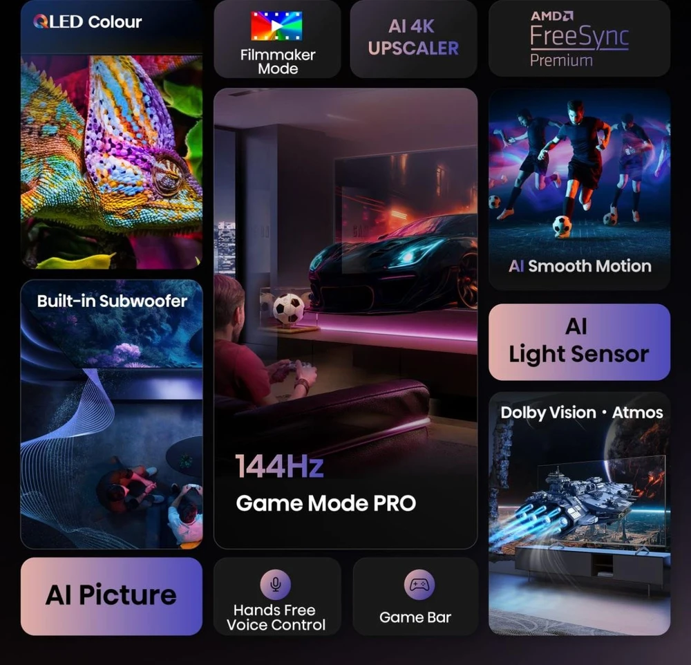 Televizorius Hisense 100E7Q PRO 2.54 m (100") 4K Ultra HD Smart TV Wi-Fi Juodas
