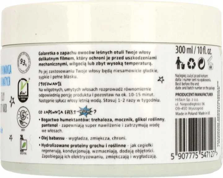 HISKIN Crazy Hair Jelly mažai poringiems plaukams laminuoti - Forest Fruit (miško vaisiai) 300 ml