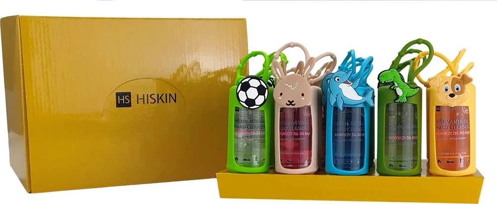 HISKIN Antibac Hand Valiklis+ Biocidinių rankų gelių rinkinys - stendas, 5x4 vnt.