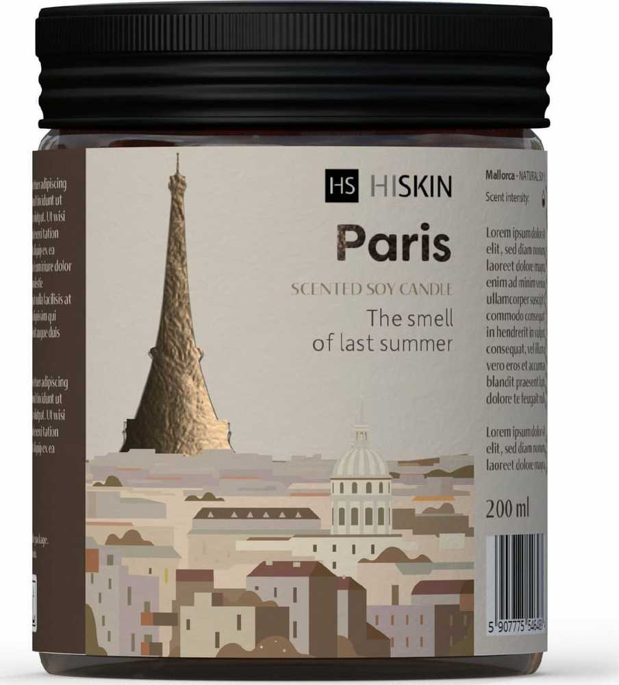 HISKIN HOME Sojų žvakė TRAVEL - PARIS 200ml&