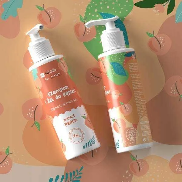 Hiskin Vaikiškas šampūnas ir vonios gelis Peach 280ml