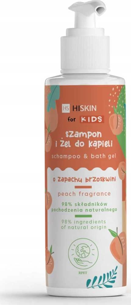Hiskin Vaikiškas šampūnas ir vonios gelis Peach 280ml