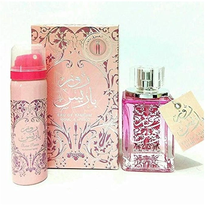 Rinkinys Ard Al Zaafaran: Rose Paris Eau De Parfum moterims, 100 ml + Rose Paris apsauginis dezodorantas purškiklis moterims, 50 ml