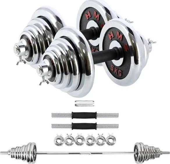 Chromuotų hantelių rinkinys su lagaminu HMS STC50 2x25kg