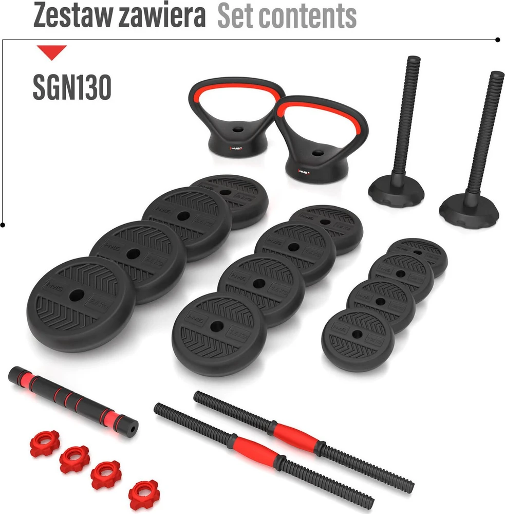 Reguliuojamų svarmenų rinkinys HMS SGN130 PRO 6 viename, 30 kg