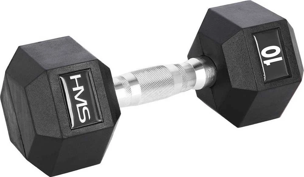 HMS Hex Pro gumuotas hantelis 1 x 10 kg
