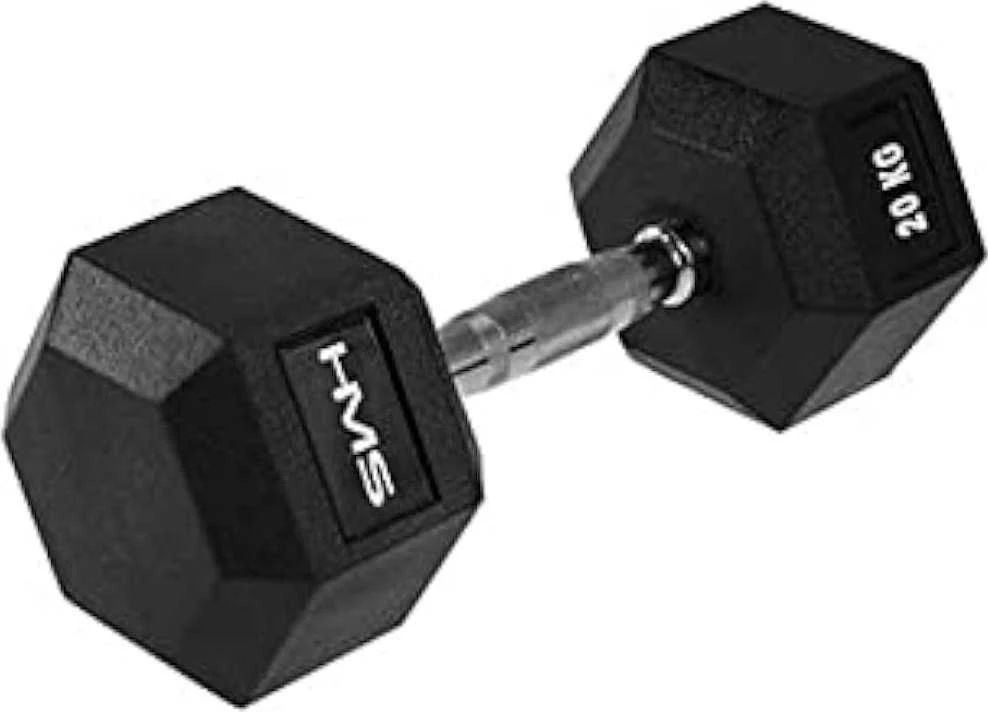 HMS Hex Pro gumuotas hantelis 1 x 20 kg